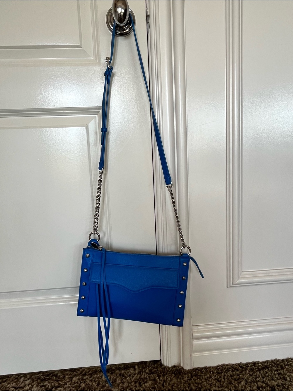 Rebecca Minkoff Electric Blue Leather Crossbody with Chain Strap
